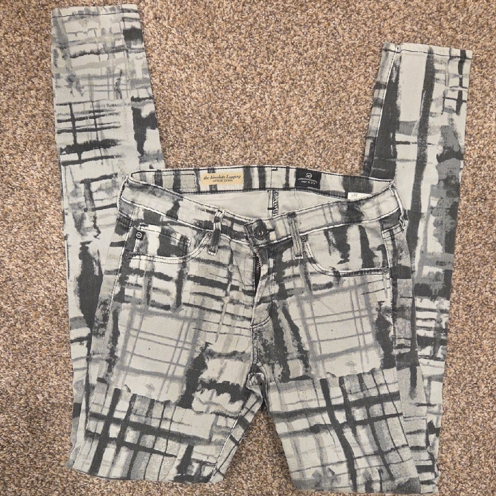 AG Adriano Goldschmied Black and Gray Skinny Jeans